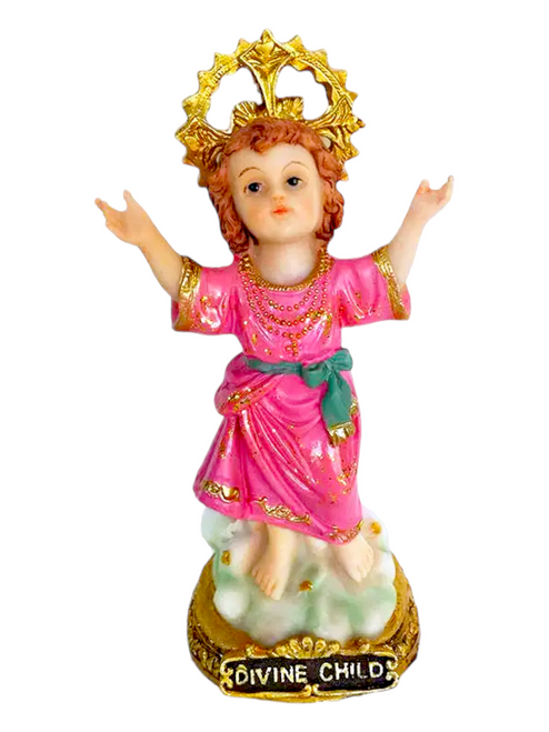 Divine Child Jesus Divino Nino Standing On Clouds With Gold Base 5" Statue To Alleviate Suffering, Inner Peace, Divine Blessings, ETC.