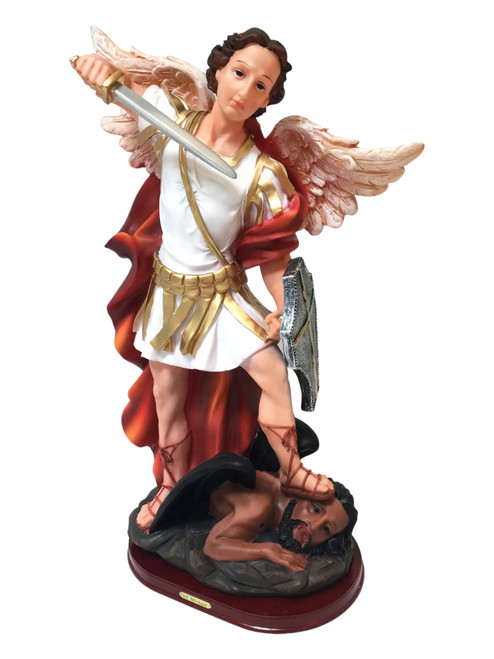 Archangel Saint Michael San Miguel Wearing White 12" Statue For Protection, Fight Evil, Justice, ETC.