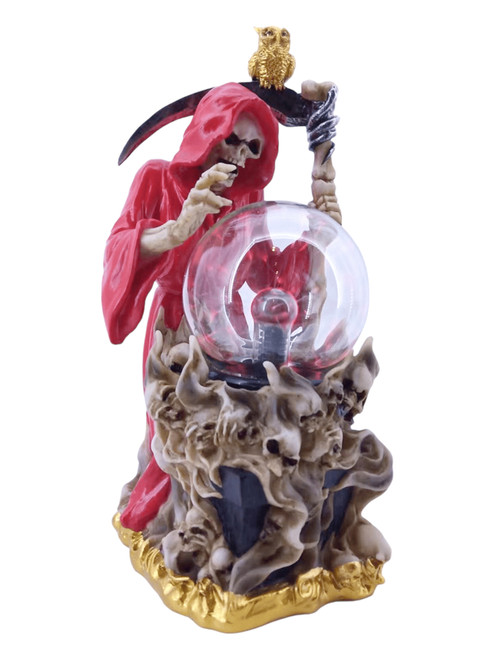 Santa Muerte Red With Glowing Ball Plug In Light 11" Statue For Protection, Positive Changes, Open Road, ETC.