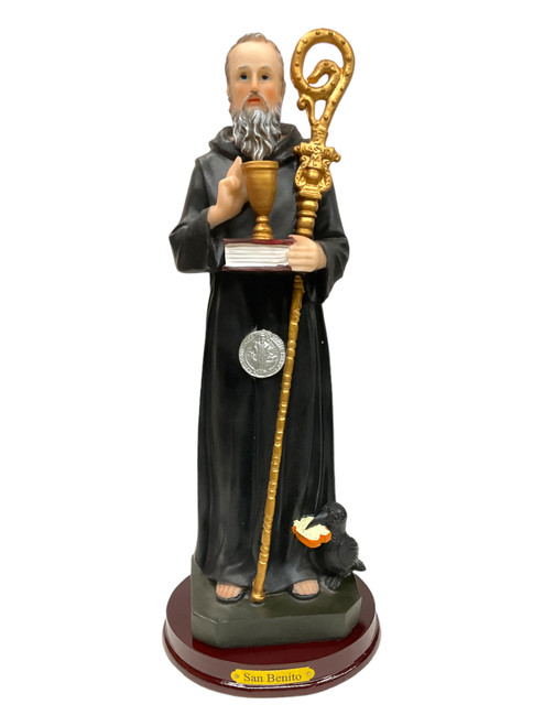 Saint Benedict San Benito Statue 12" For Protection, Enemies Go Away, Run Devil Run, ETC.