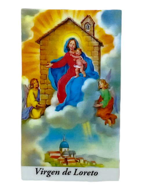 Virgen De Loreto Laminated 3.5" x 2." Prayer Card With Spanish Oracion