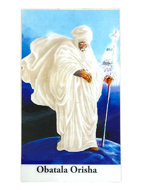 Obatala Orisha Laminated 3.5" x 2" Prayer Card With Spanish Oracion