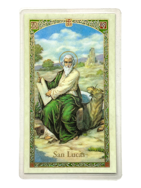 San Lucas Laminated 4" x 2.5" Prayer Card With Spanish Oracion