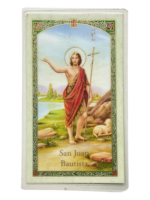 San Juan Bautista Laminated 4" x 2.5" Prayer Card With Spanish Oracion