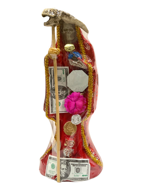Santa Muerte 12" Red With Gold Statue For Protection, Positive Changes, Open Road, ETC.