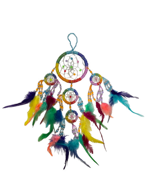 Rainbow Beaded Dreamcatcher 12" For Good Dreams, Highest Potential, Sacred Connection, ETC.