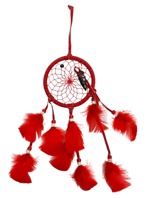 Red Dreamcatcher With Arrowhead 12" For Good Dreams, Highest Potential, Sacred Connection, ETC.