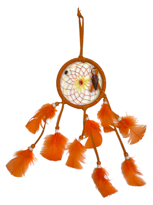Orange Dreamcatcher With Arrowhead 12" For Good Dreams, Highest Potential, Sacred Connection, ETC.