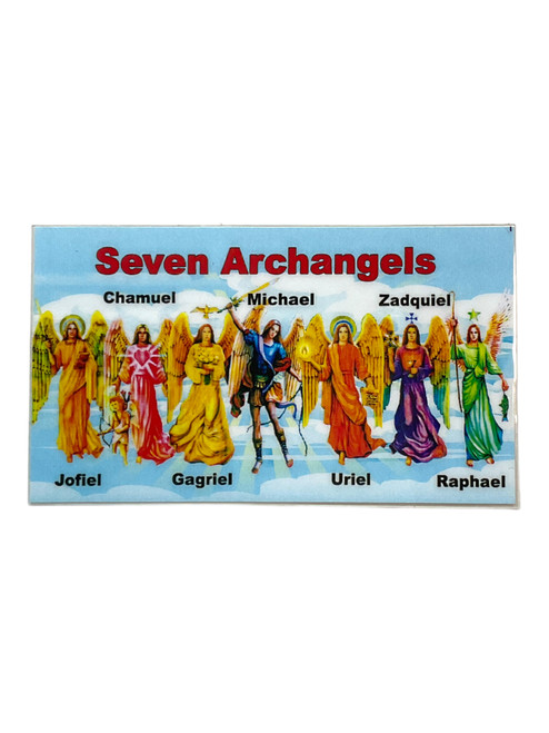 7 Archangels Laminated 3.5" x 2" Prayer Card With English Prayer