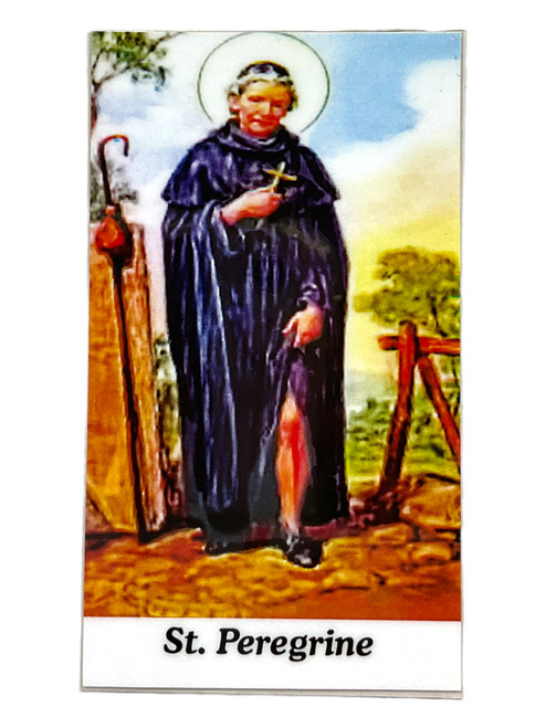 Saint Peregrine Laminated 3.5" x 2" Prayer Card With English Prayer