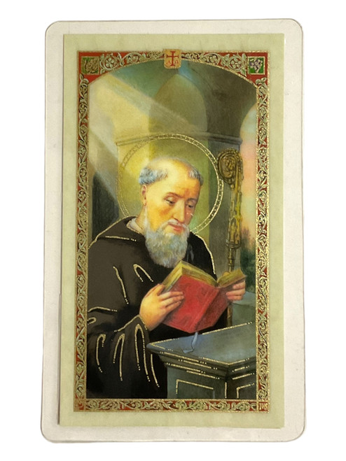 San Benito Laminated 4" x 2" Prayer Card With Spanish Oracion