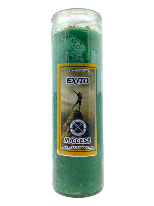 Success Exito Green 7 Day Dressed & Blessed Prayer Candle To Achieve Goals, Favorable Outcome, Move Ahead, ETC.