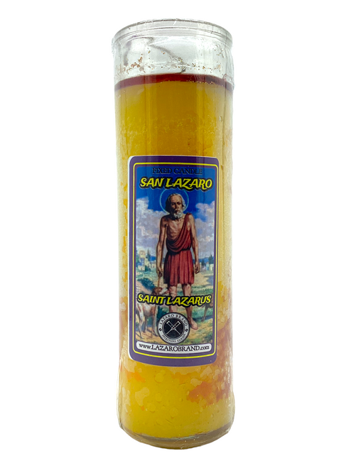 Saint Lazarus San Lazaro Saint Lazarus The Patron Saint Of Healing Yellow 7 Day Dressed & Blessed Prayer Candle For Protection, Recovery, Break Addictions, ETC.