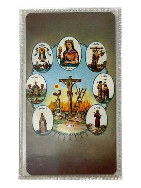 Las Potencias Africanas Laminated 4" x 2.5" Prayer Card With Spanish Oracion