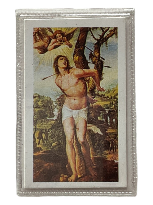 San Sebastian Laminated 2.5" Prayer Card With Spanish Oracion