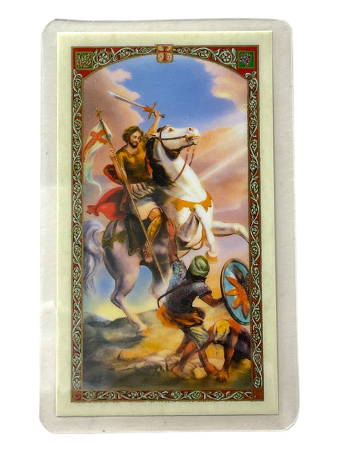 San Santiago Apostol Laminated 4" x 2.5" Prayer Card With Spanish Oracion