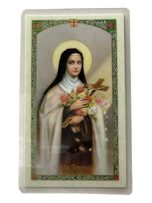 Santa Teresita Laminated 4" x 2.5" Prayer Card With Spanish Oracion