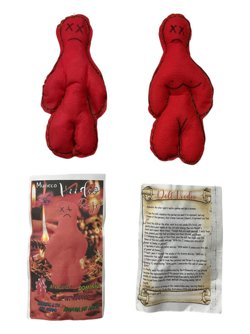 Voodoo Dolls Man & Woman Red Rojo Muñecos Voodoo English & Spanish SET OF 2 Voodoo Dolls Man & Woman Black Negro Rompimiento Muñecos Voodoo English & Spanish SET OF 2 For Spells, Rituals, Mojo Bags, ETC.