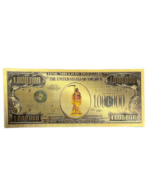 $1,000,000 Santa Muerte One Million Dollars Lucky Silver Money 6" Currency Spiritual Banknote For Good Luck, Economic Protection, Financial Goals, ETC.