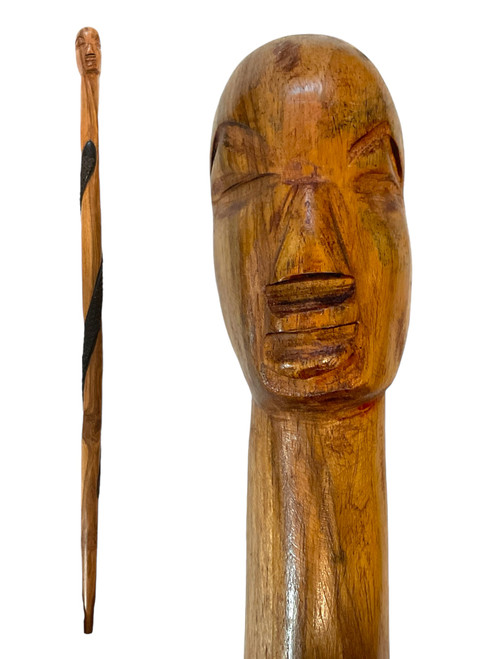 Folk Art Carved Snake Totem Sculpture Tribal 40" Spirit Stick Cane Wooden Walking Stick One Of A Kind #1