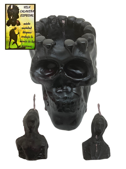 Skull Gothic Black Figure Candle For Rituals, Spells, Decoration, ETC.