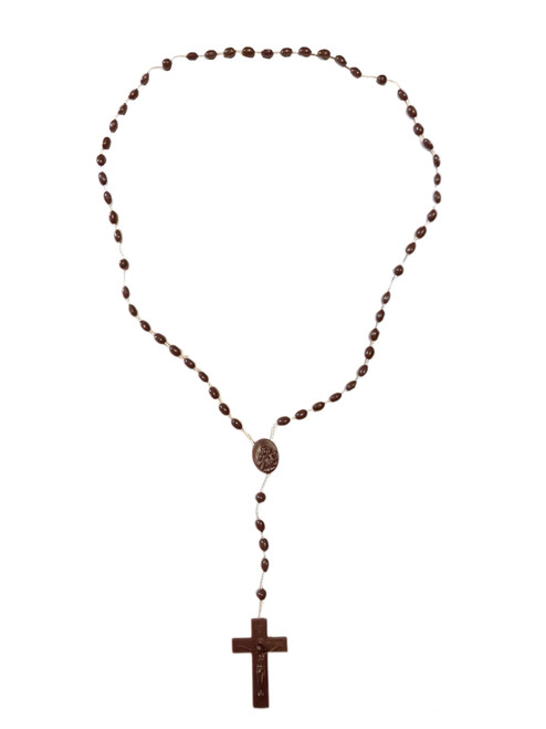 Brown Plastic Rosary Necklace Of Prayer, Protection & Peace