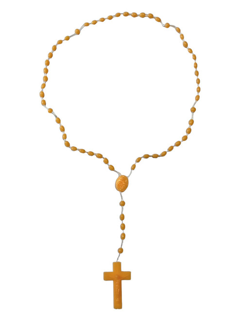 Orange Plastic Rosary Necklace Of Prayer, Protection & Peace