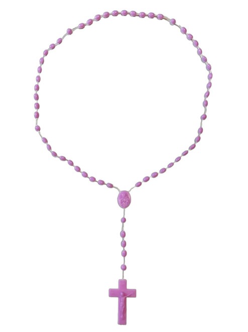 Purple Plastic Rosary Necklace Of Prayer, Protection & Peace
