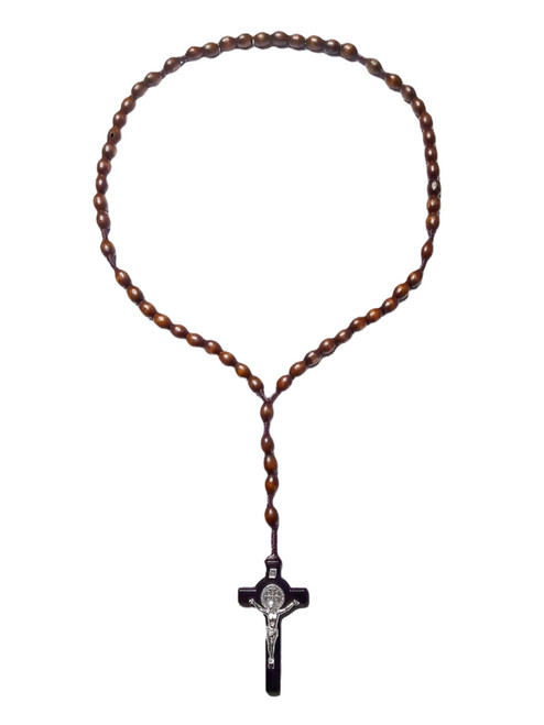 Jesus Christ Crucifix Dark Brown Wooden Rosary Necklace Of Prayer, Protection & Peace