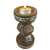 Decorative Round & Tall Wooden Incense Cone & Tea Light Candle Holder 6" 