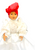 Spirit Doll For Protection, Good Fortune, Connect With Ancestors, ETC. (WHITE DRESS RED HEAD SCARF & HOOP EARRINGS) 18"