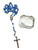 Blue Glass Bead Crucifix Rosary Necklace With Storage Box Made In Italy For Prayer, Protection, Peace, ETC.