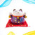 Lucky Cat Purple Ceramic Coin Bank On Cushion 4" Fortune Cat Maneki Neko 