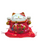 Lucky Cat Red Ceramic Coin Bank On Cushion 4" Fortune Cat Maneki Neko 