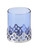 Modern Candle Holder Silver Stainless Steel & Blue Glass 3"