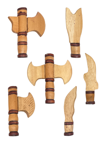 Orisha Shango Cedar Tools / Set of 6 / 5” / Harramientas De Shango  