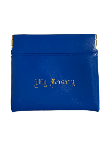 "My Rosary" Vinyl Squeeze Top Rosary Storage Bag For Storing Your Rosary - Keep Safe & Organized (Blue 3")