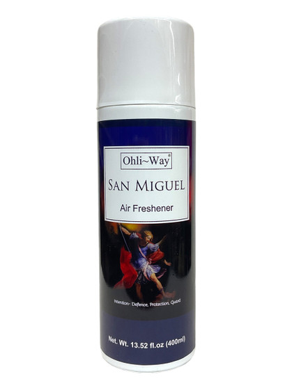 San Miguel Air Freshener Aerosol Spray, 13.52oz, offering spiritual defense and protection, inspired by Archangel Michael’s divine strength