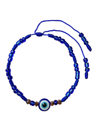 Tranquility & Defense: Evil Eye Protection Adjustable Length Spiritual Bracelet (Blue)