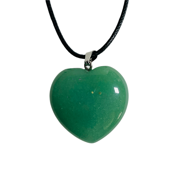 Green Aventurine Gemstone Heart Necklace For Healing, Abundance, Growth, ETC.