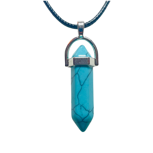 Turquoise Point Gemstone Necklace For Protection, Wisdom, Good Fortune, ETC.