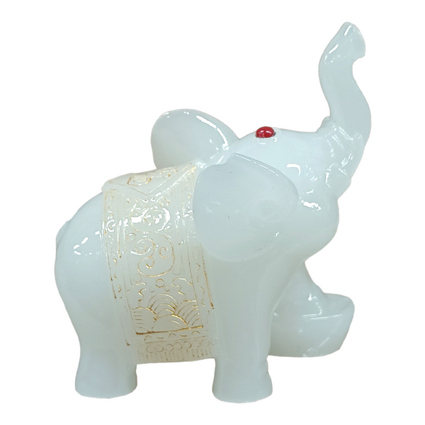 Lucky White Jade Elephant 2" Statue VERSION 3