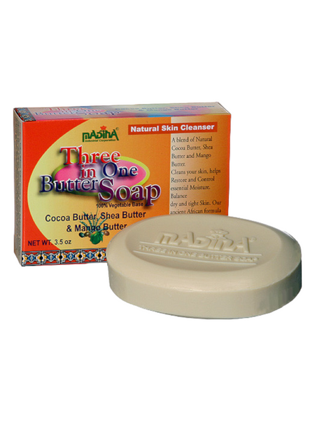 Three In One Butter Soap Bar Cocoa Butter, Shea Butter & Mango Butter 100% Vegetable Base 3.5oz