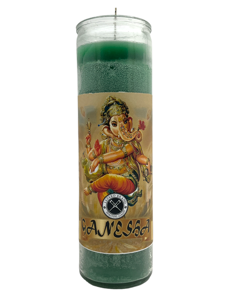 Lord Ganesh Ganesha Hindu Saint Green 7 Day Mantra Meditation Prayer Candle To Remove Obstacles, Good Fortune, Wisdom, ETC.