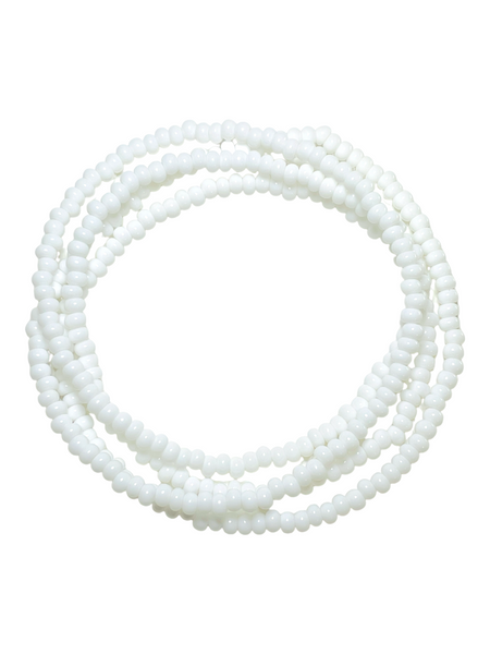 White Eleke Bead 32" Spiritual Necklace 