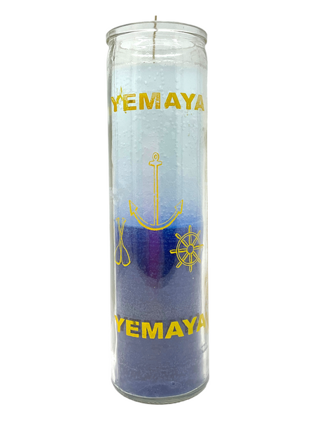 Orisha Yemaya Mother Of All Waters Blue/White Prayer Candle For Rejuvenation, Fertility, Healing, ETC.