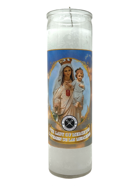 Our Lady Of Mercedes Virgen De Las Mercedes White 7 Day Prayer Candle