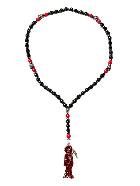 Santa Muerte Skull Beads 32" Rosary Necklace For Protection, Positive Changes, Open Road, ETC. #1