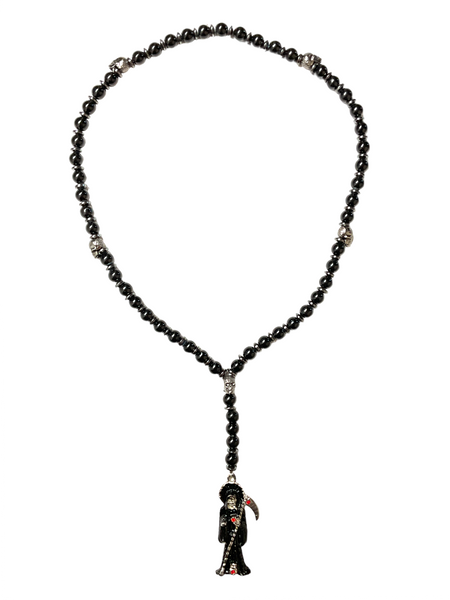 Santa Muerte Skull Beads 32" Rosary Necklace For Protection, Positive Changes, Open Road, ETC. #3
