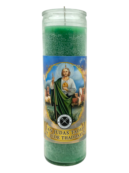 Saint Jude Thaddaeus San Judas Tadeo Green 7 Day Prayer Candle For Wellness, Hope, Emotional Peace, ETC.
